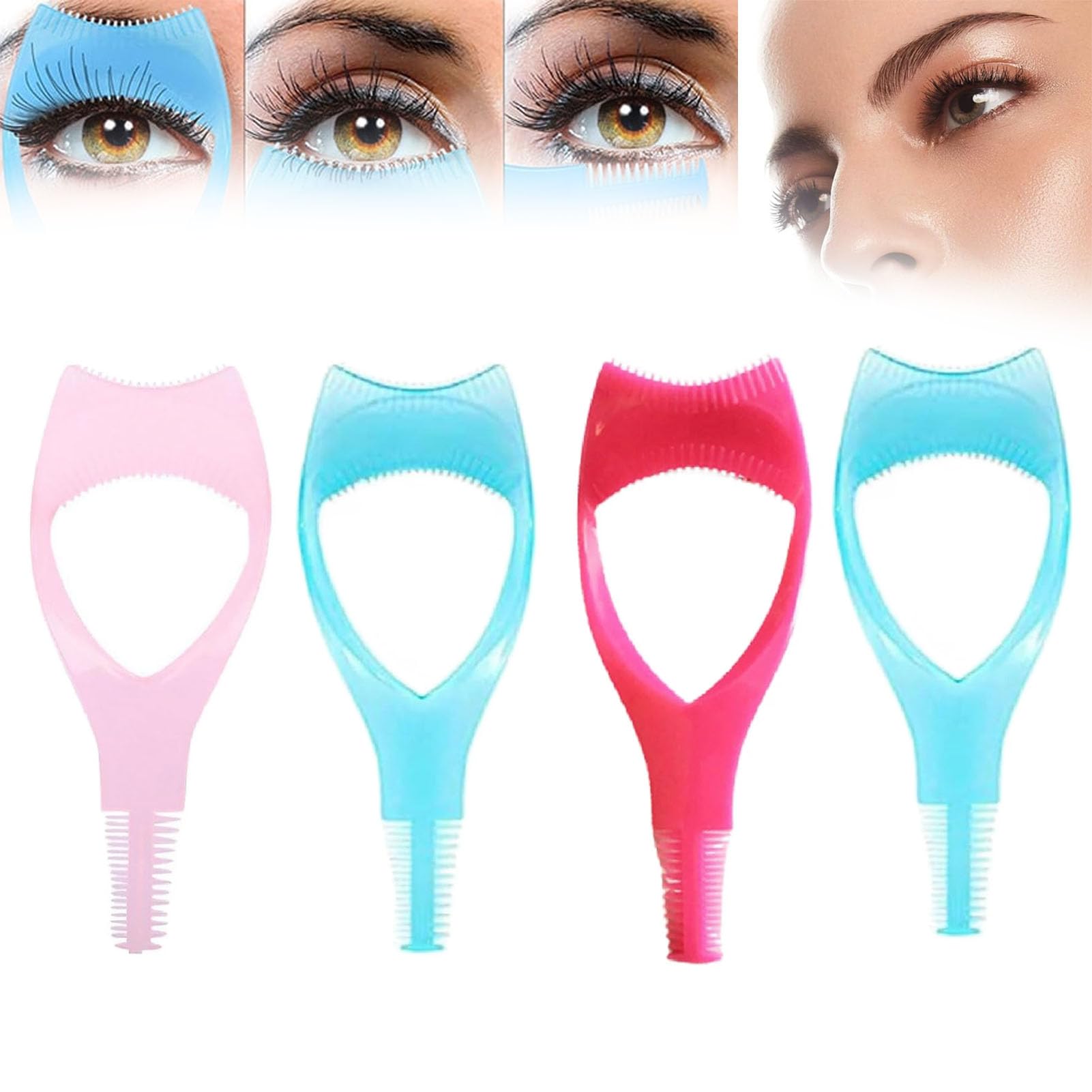 Mascara Shield Applicator Guard, 3 in 1 Eyelashes Tools Mascara Shield Applicator Guard, 3 in 1 Eyelash Tools Mascara Shield, Re-Usable Eyelash Applicator Tool Guard for Mascara (4Pcs)