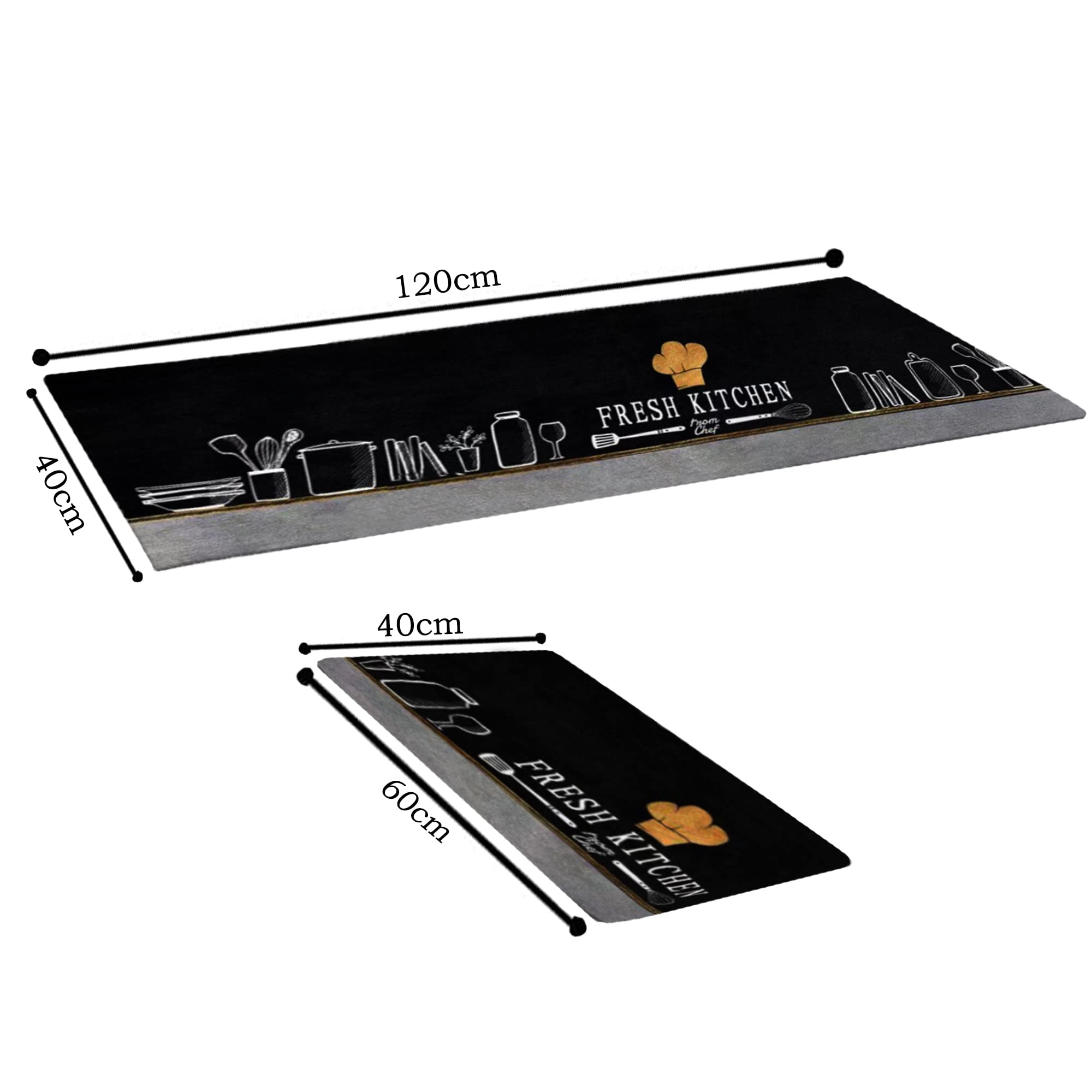2 pezzi Tappetini da Cucina, Antiscivolo, passatoia Lavabile, Impermeabile, Resistente all'olio Durevole zerbino per interni, 40 * 60cm+40 * 120cm