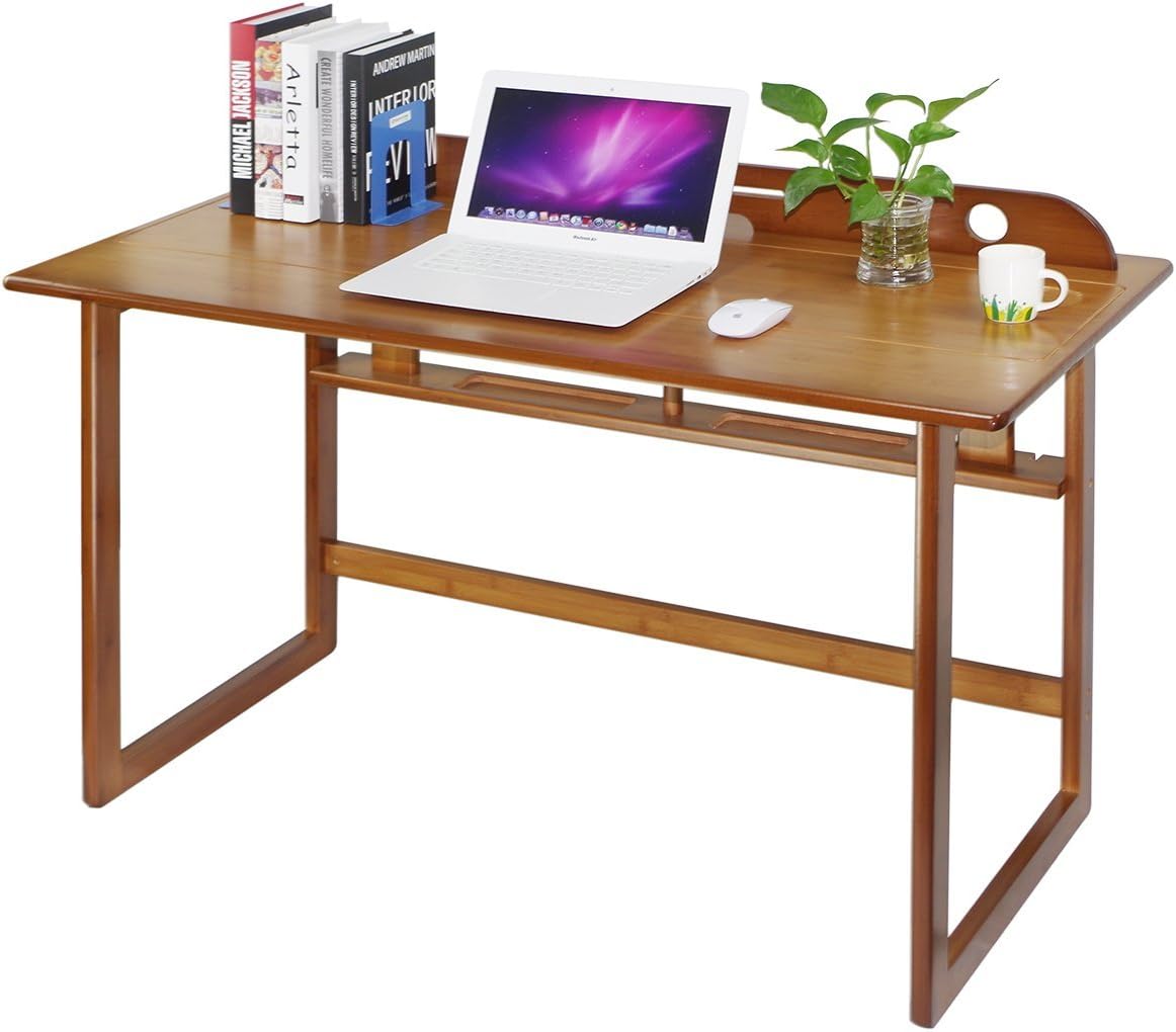 Bamboo Modern Computer Desk Writing Study Table for Home Office Living Room
