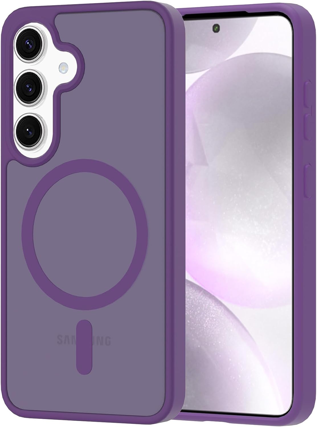 XNXA for Samsung Galaxy S24 Case Magnetic, Compatible with Magsafe 6.2 Inches Slim Fit Heavy Duty Protection Wireless Charging Lightweight Shockproof Anti-Slip Protective Phone Cover, Purple