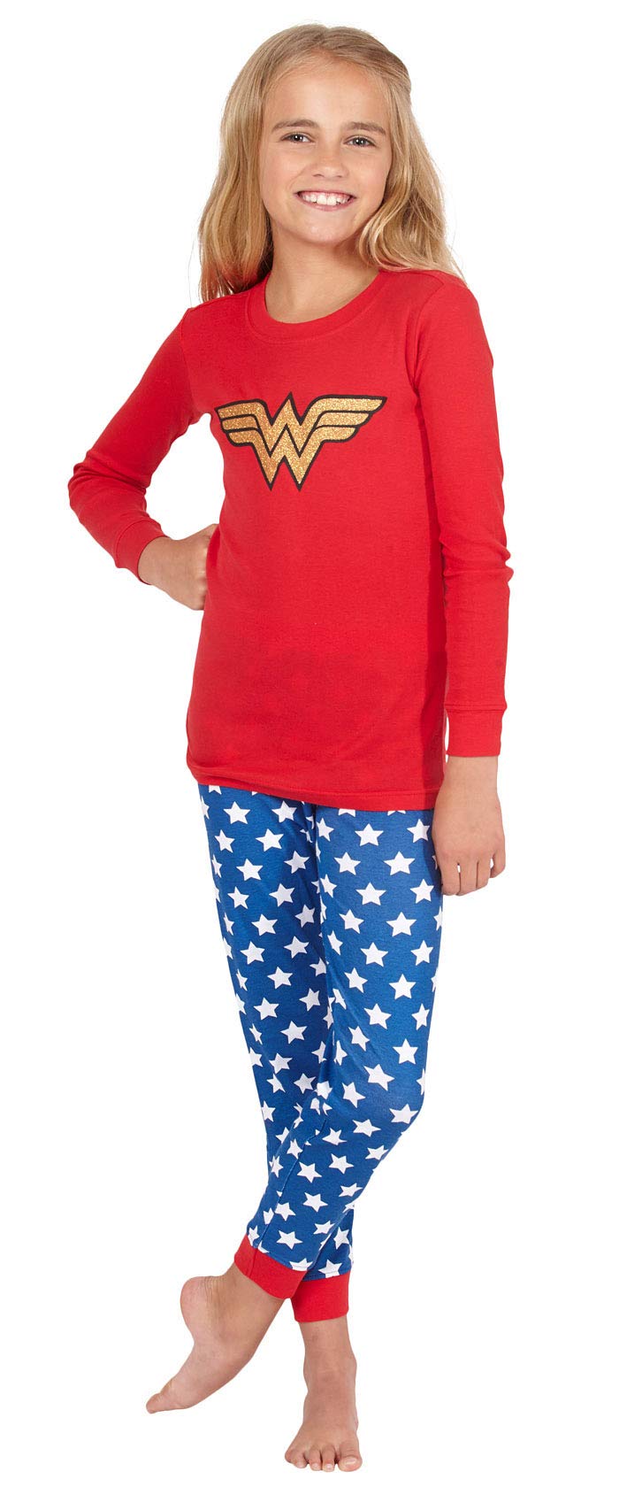 INTIMO Girls Wonder Woman Glitter Logo Pajama Set (BG-12)