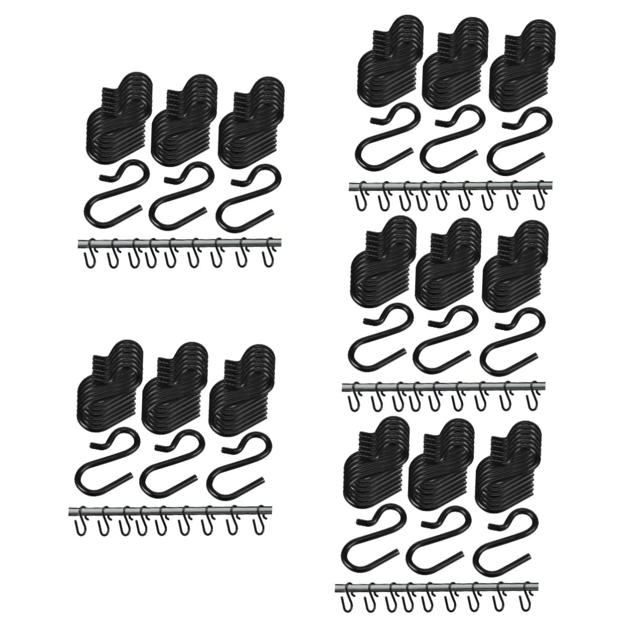 Lot de crochets S noir robustes pour vêtements et ustensiles de cuisine