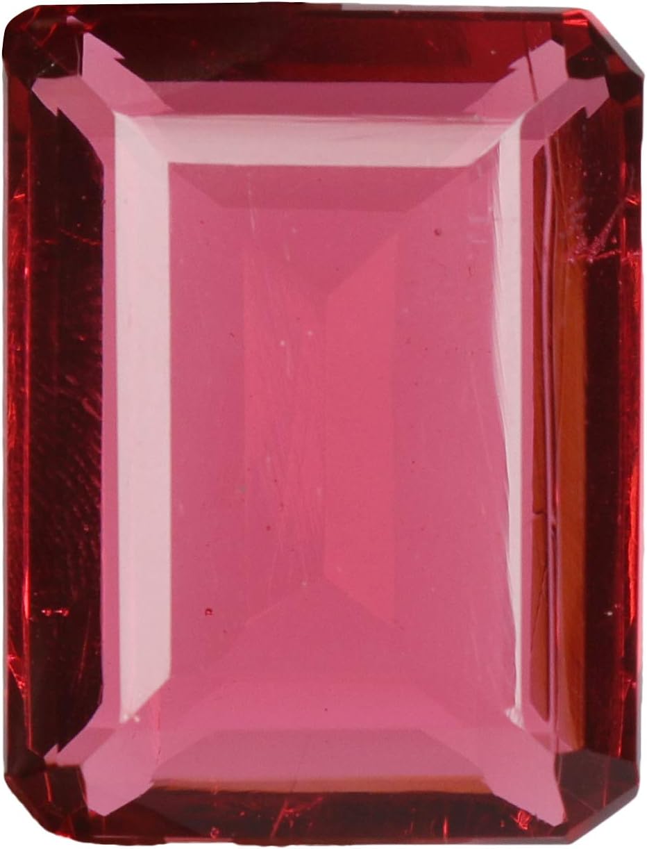 REAL-GEMS 101.15 Ct Pink Tourmaline Emerald Shaped Healing Crystal Gemstone