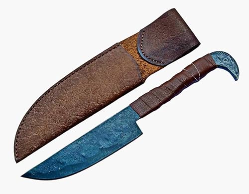 Cuchillo de cuervo de acero al carbono vikingo hecho a mano personalizado con funda de cuero de vaca pura, cuchillo de cuervo vikingo, cuchillo de