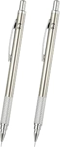 PATIKIL 2Pcs Mechanical Pencil 0.3mm, Lead Pencils Mechanical Holder Fine Point Automatic Metal Holder for Drawing Art Sketching Woodworking, Silver
