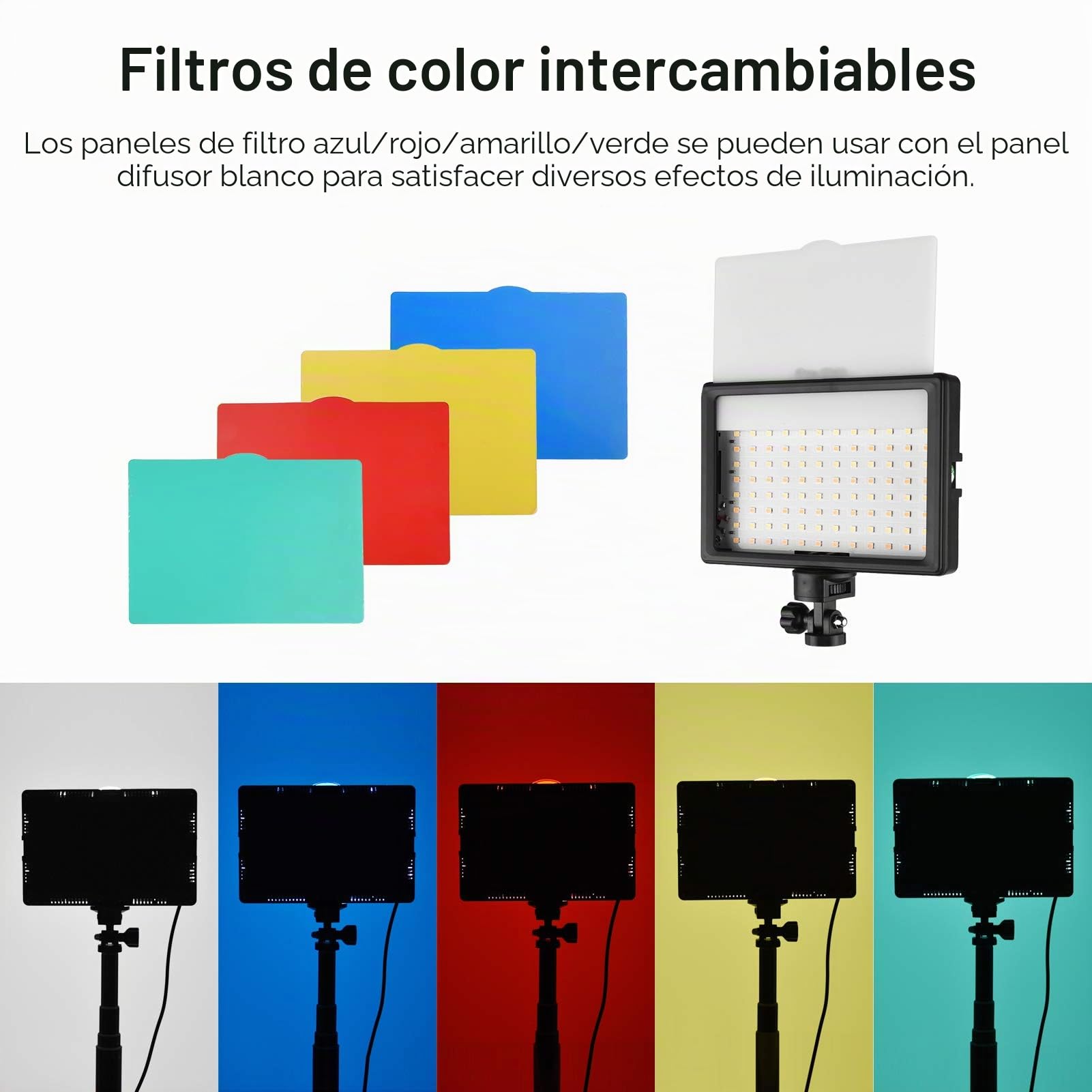 Andoer Luces LED Video Regulables a 5600K con Soporte de Trípode Ajustable y Filtros de Color para Ángulos Bajos y Tableros de Mesa Iluminación LED Colorida y Portátil para Fotografía y Video 2 Packs