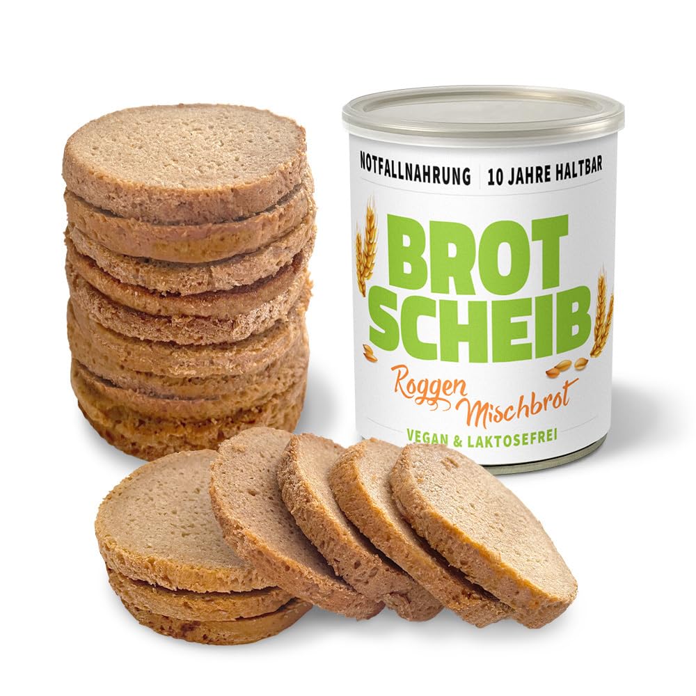 ration1 Dosenbrot 2x 350g und Dosenkuchen 2x 360g, 10 Jahre haltbar | Zitronenkuchen, Roggen-Mischbrot in Scheiben, fertig gebacken, für Wandern, Camping, Outdoor, Notfallnahrung