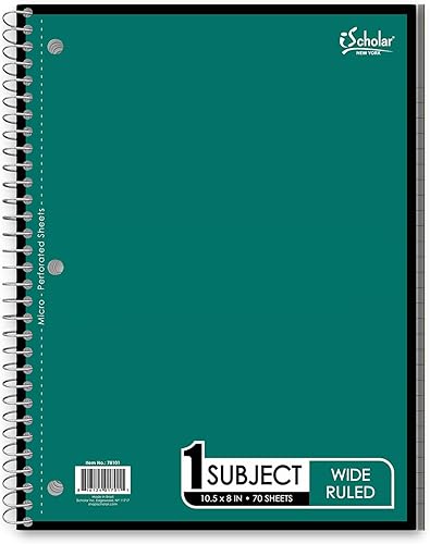 Miniatura 7 de iScholar Cuaderno de alambre de 1 sujeto, 70 hojas, rayas anchas, 10.5 x 8 pulgadas, el color de la cubierta puede variar (78101)