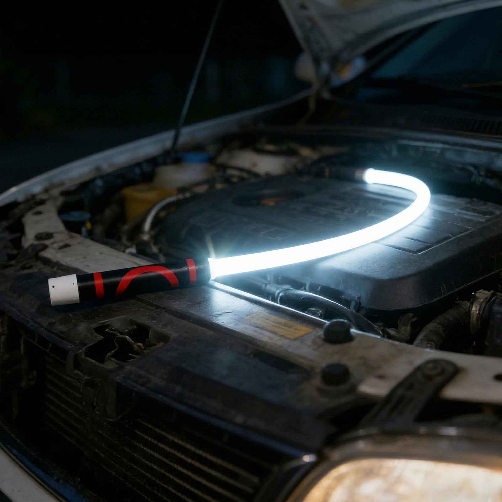 Lampe torche LED flexible de 111,8 cm – Lampe de travail pliable à haute luminosité avec 3 modes de luminosité, lumière flexible rechargeable pour mécanicien, réparation de voiture, inspection et