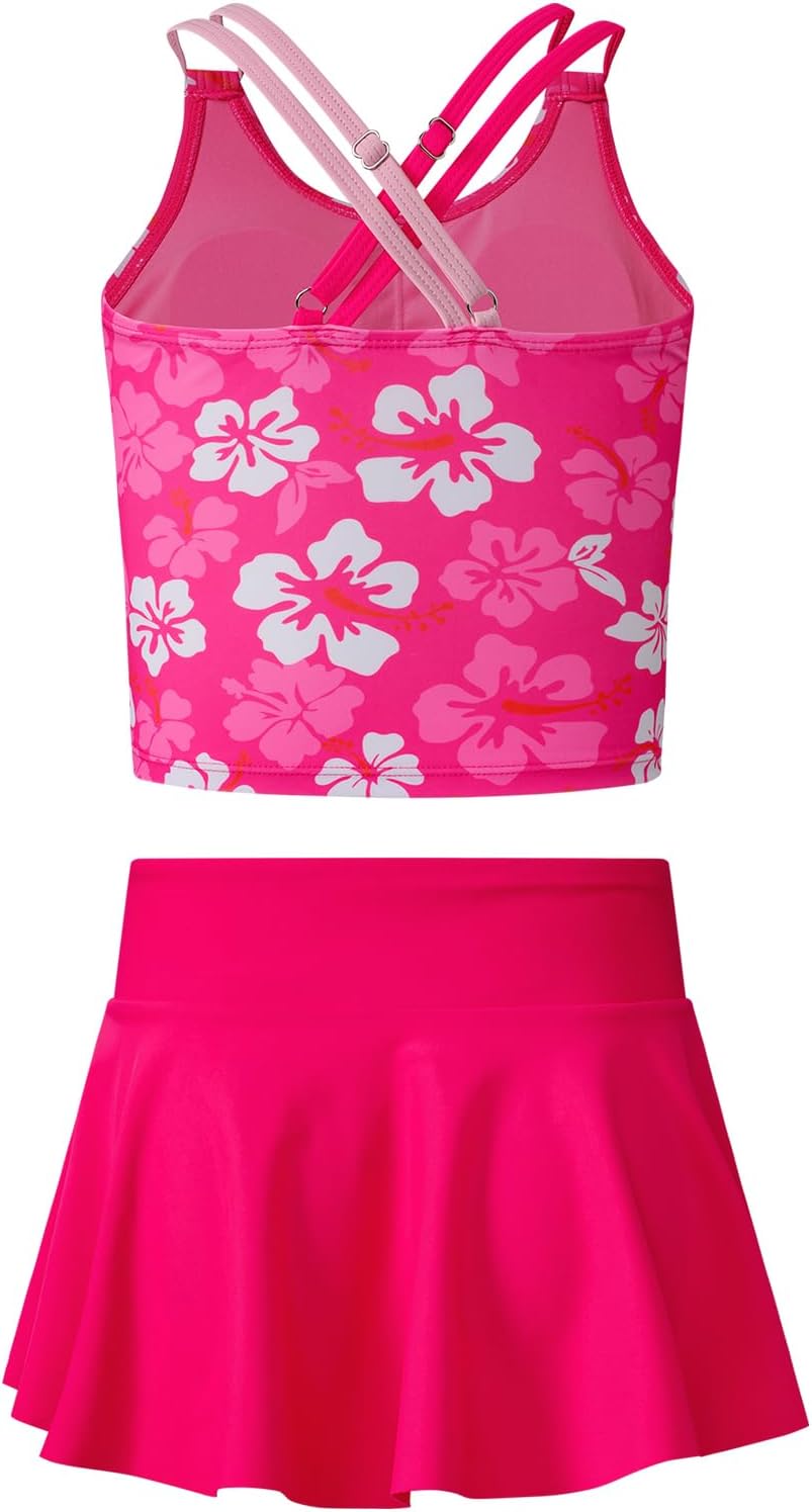 blibean Teen Girl Swimsuits 3 Piece Tankini Sets with Chest Pad Size 6-15 Years - Image 5