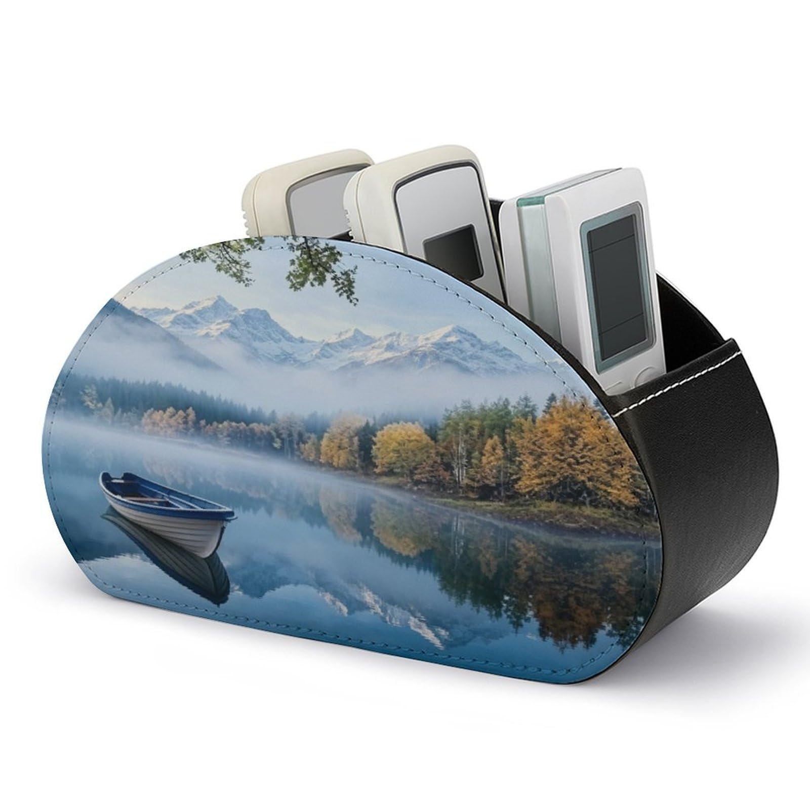 Btcowzrv Style Lake Mountain Landscape Remote Control Holder With 5 Compartments
