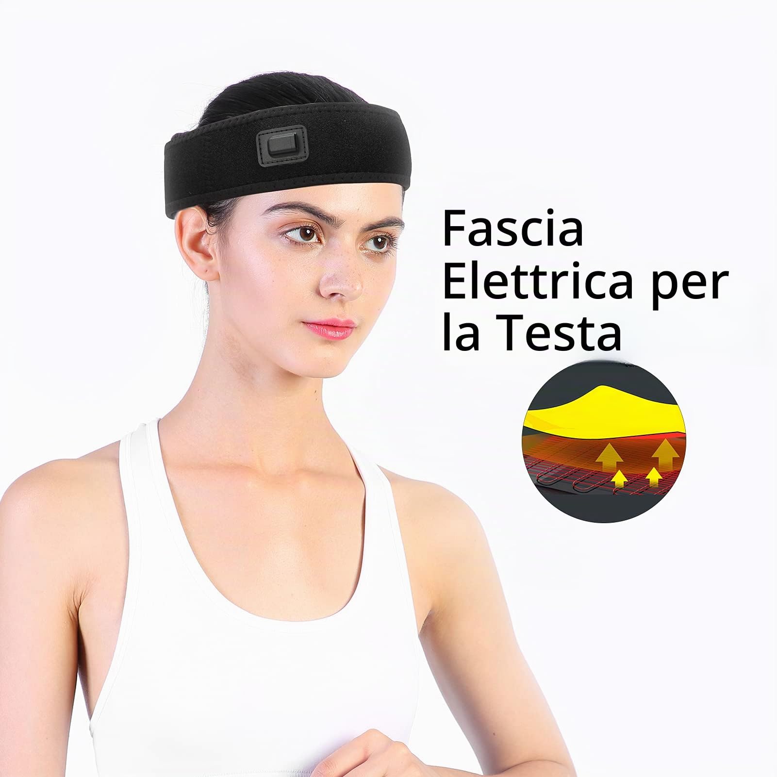 Fascia per la Testa Riscaldata, Pad Riscaldante USB Elettrico 5 V per Collo e Testa, Fascia Riscaldata con Regolazione della Temperatura a 3 Marce per Alleviare L'emicrania, Mal di Testa Tension