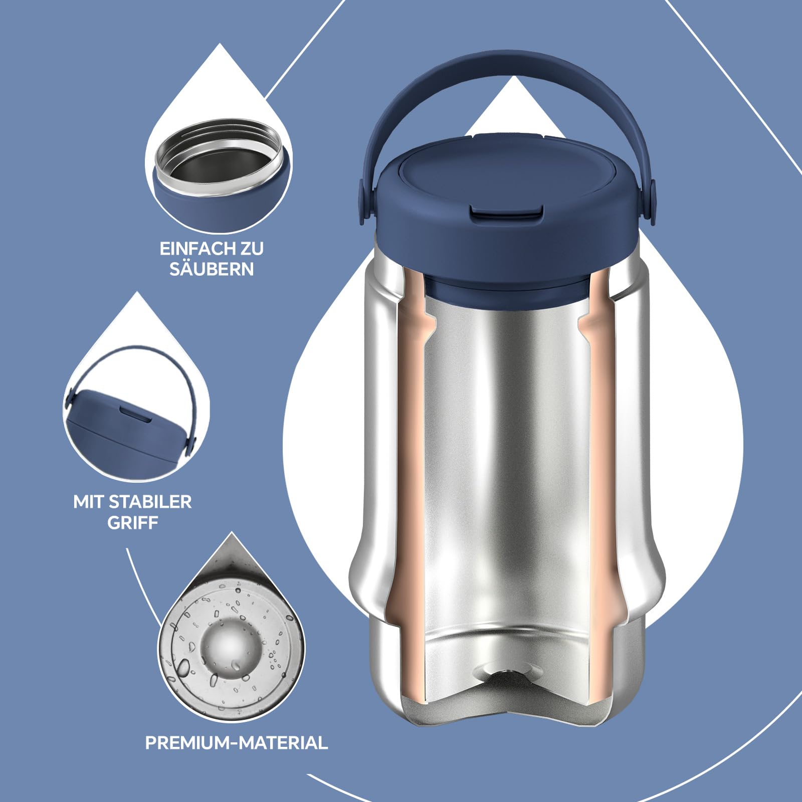 Cool treasure 316 Roestvrij Staal 1000ml Geïsoleerde Voedselcontainer