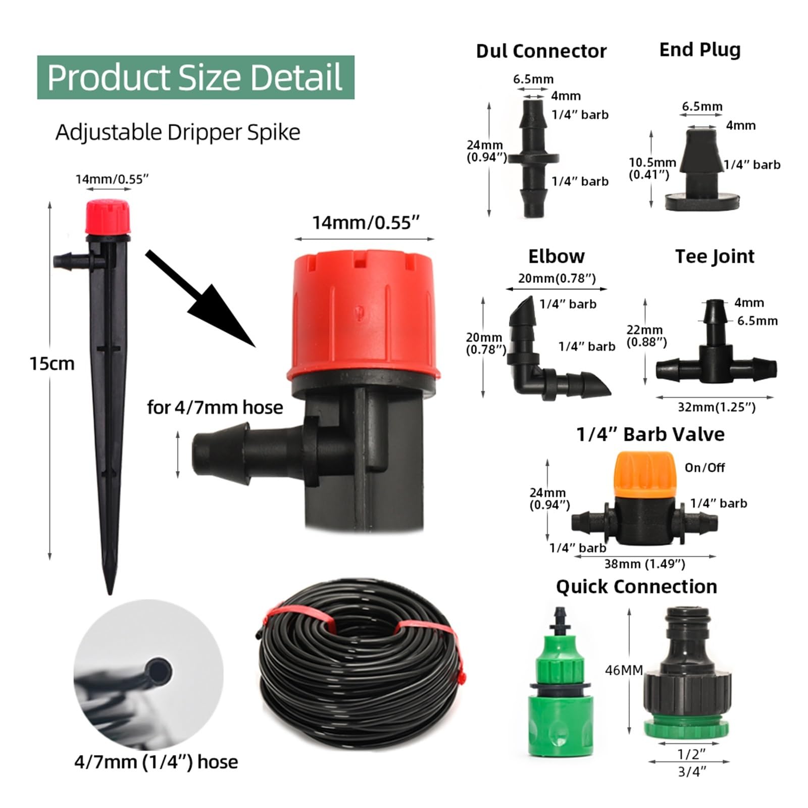 4/7mm 5M-60M Schlauch Tropf Bewässerung System Pflanzen Bewässerung Set 360 Grad Einstellbare Tropfer for Bewässerung Garten Bewässerung System Lucky (Color : 35M KIT)