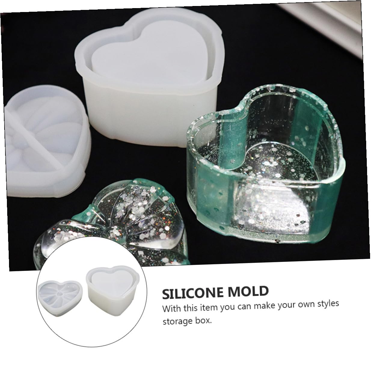 Angoily 3 Pièces Moule en Silicone couvercles décor cœur moules fondants Fournitures de Bricolage Outils de Bricolage en Silicone Moule Bricolage Gel de silice Blanche