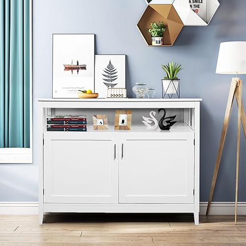 Miniatura 7 de Gabinete de buffet con almacenamiento, barra de café con puertas, mesa de consola de aparador de cocina, estante ajustable, almacenamiento de licor