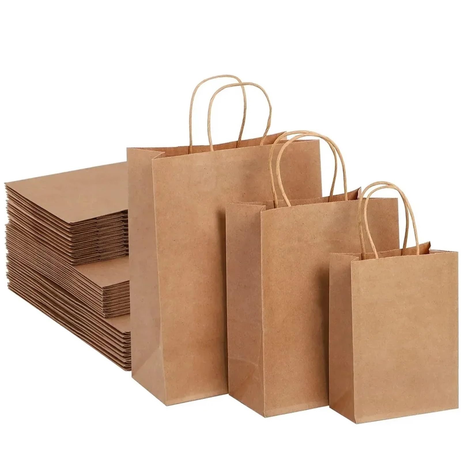 Sac en papier brun avec poignée for faire du shopping et des marchandises Pour Faire Du Shopping