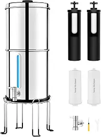 Sistema De Filtro De Água Por Gravidade, Dispensador De Água De Bancada De Aço Inoxidável De 3,5 Galões Com 4 Filtros E Suporte, Para Casa, Camping E Rv