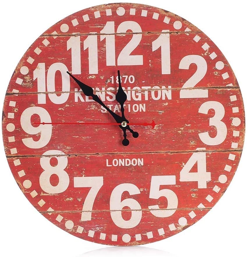 Horloge murale 12 pouces XJBTBA avec mouvement quartz silencieux pour une lecture nette