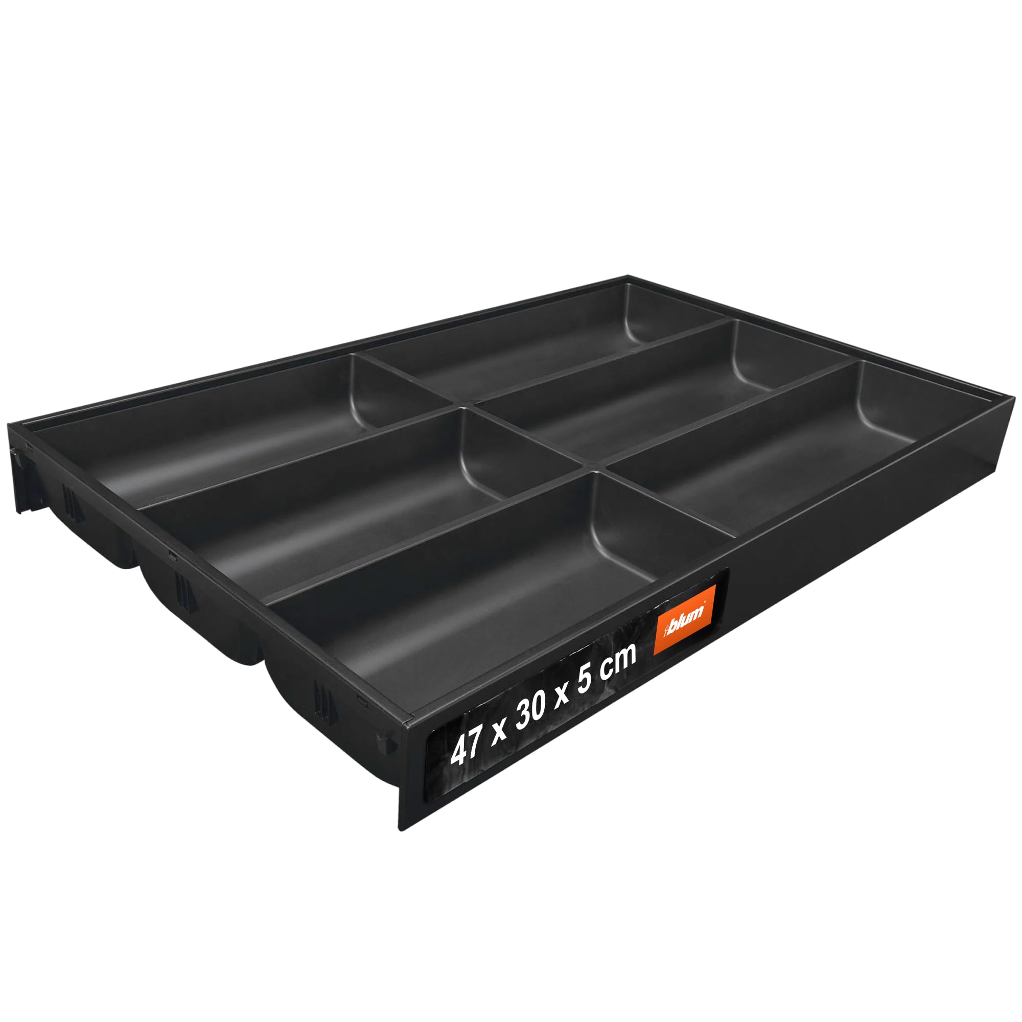 blum AMBIA-LINE cubertero con Soft-Touch | organizador de cajón premium para cajones y muebles de cocina modernos | protege, ordena y organiza cubiertos | 47×30×5 cm | Gris/Blanco