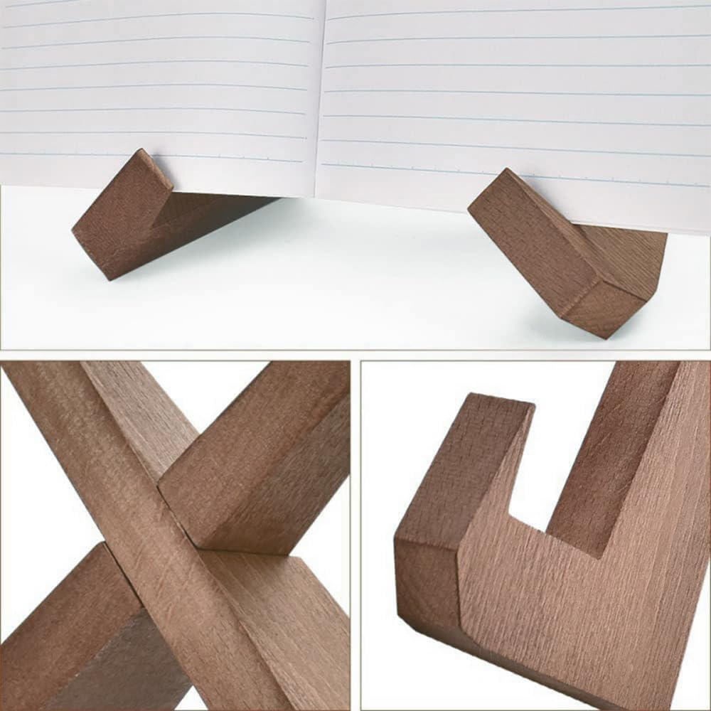 KLEHOPE Porta Piatti da Esposizione, Colore Legno Supporto per Cornice in Legno da Tavolo, Rimovibile Appendi Piatti, Bello e Alla Moda Supporto Piatti Legno, per Esporre Foto Libri Cornici