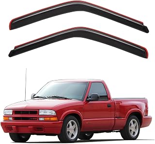 Lightronic Smoke In-Channel Window Visors for 1994-2003 Chevy S10 GMC Sonoma, 1995-2005 Blazer Jimmy - Durable Rain Guards, UV Protect, Easy Clip-On, 2pcs