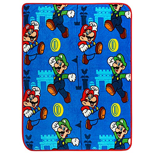Franco Kids Bedding Super Soft Plush Throw Blanket, 46 In X 60 In, Mario #TOP4