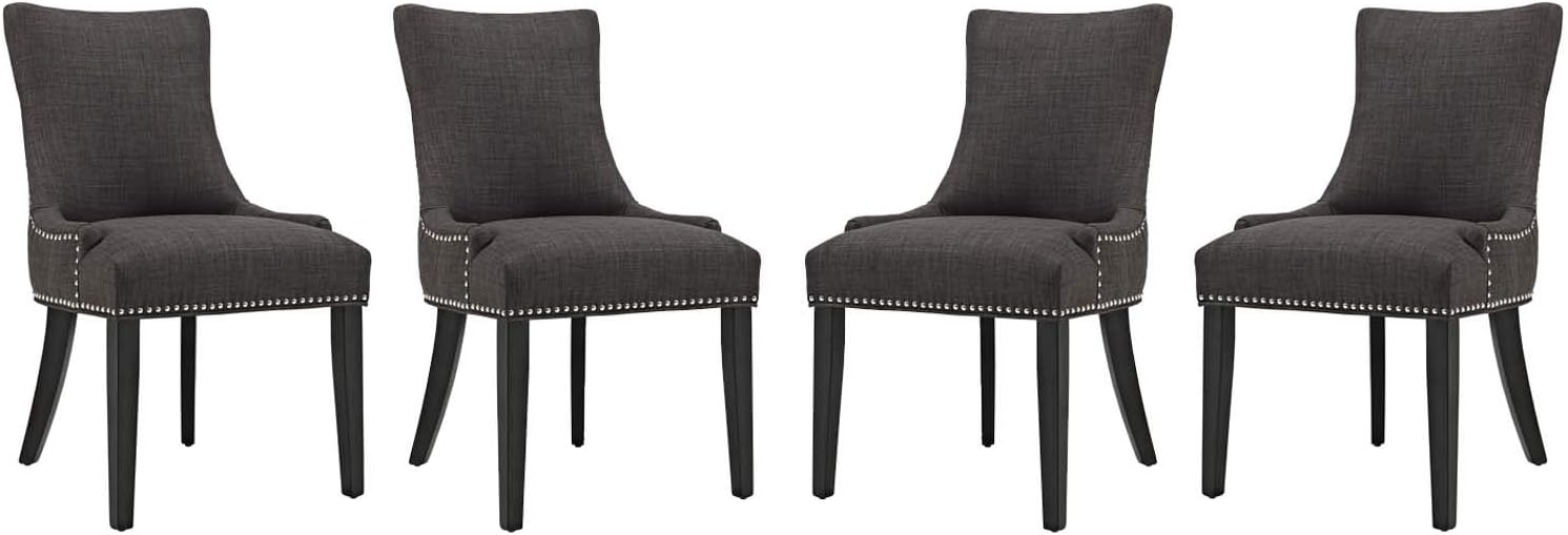 Modway Marquis Modern Upholstered Fabric Dining Chair with Nailhead Trim in Beige
