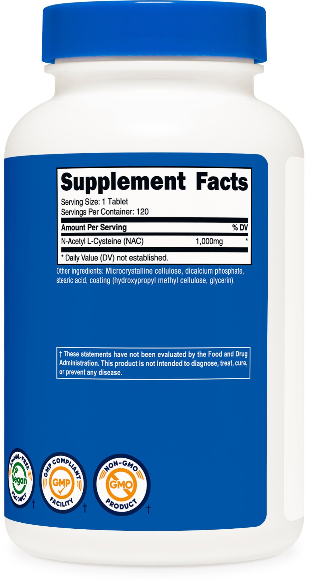 Nutricost N-Acetyl L-Cysteine (NAC) 1000mg, 120 Vegan Tablets, Gluten Free — Amazon image 5