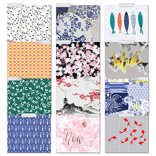 Set of 12 Decorative File Folders with 12 Different Designs- Colored File Folders, Pretty Floral with Rose Gold Foil - 300GSM and 9.5 x 11.5 Cute Folders for School and Office Files (Japan)