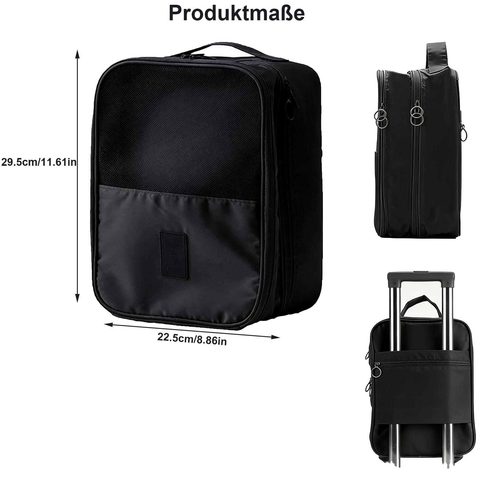 Schuhbeutel Reise mit 2 Fächern, Schuhsack DREI Paar Schuhe Hineingelegt Werden, Schuhtasche Tragbare, Shoe Bag mit Reißverschluss, Schmutzabweisender Schuhorganizer, Schuhtasche Sport