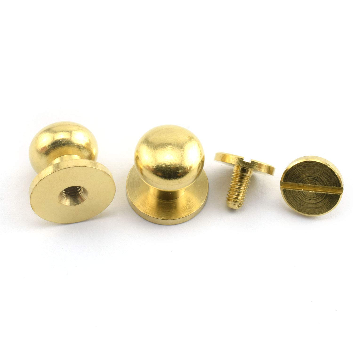 LQ Industrial 8PCS Solid Brass Sam Browne Button Screw Studs Nail Round Rivets for DIY Leather Craft Belt Wallet Handbag 10x12x12mm