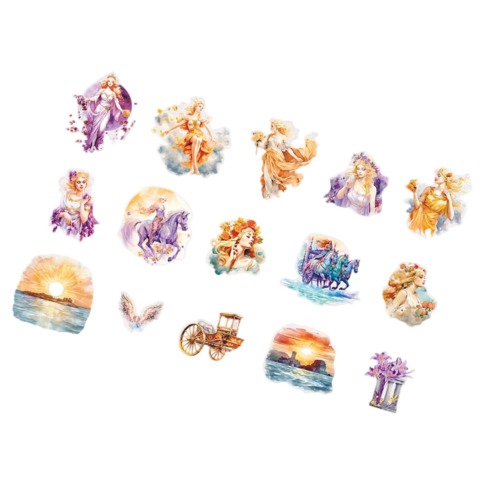 Msioytog Artistic European Inspired PET Transfers Waterproof Decorative Tokens for Scrapbooks Elegant Planner Decoration Transfers
