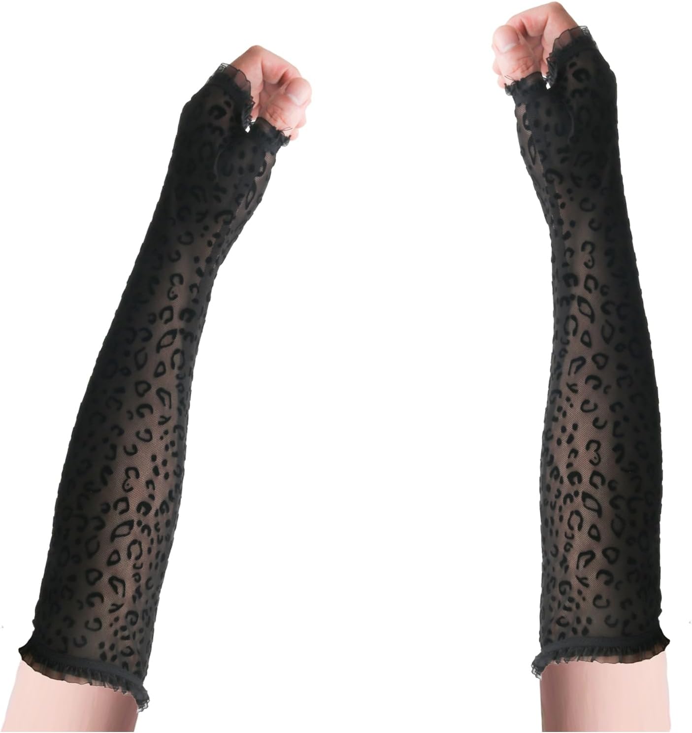 Women's Lace Cheetah Print Arm Warmer,Halloween Gloves Arm Sleeve