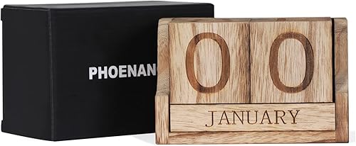 Miniatura 3 de Calendario de escritorio de madera, bloques de calendario de escritorio para profesores, bloque de fecha perpetuo de oficina, decoración de