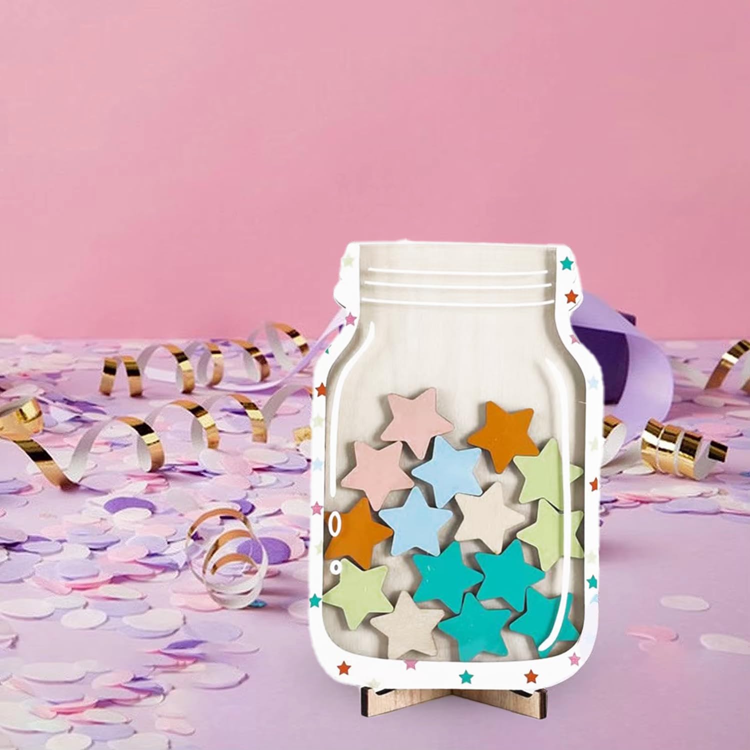 Bocal De Récompense En Bois Pour Enfants - Avec 45 étoiles/fleurs, Système Motivation Bon Comportement