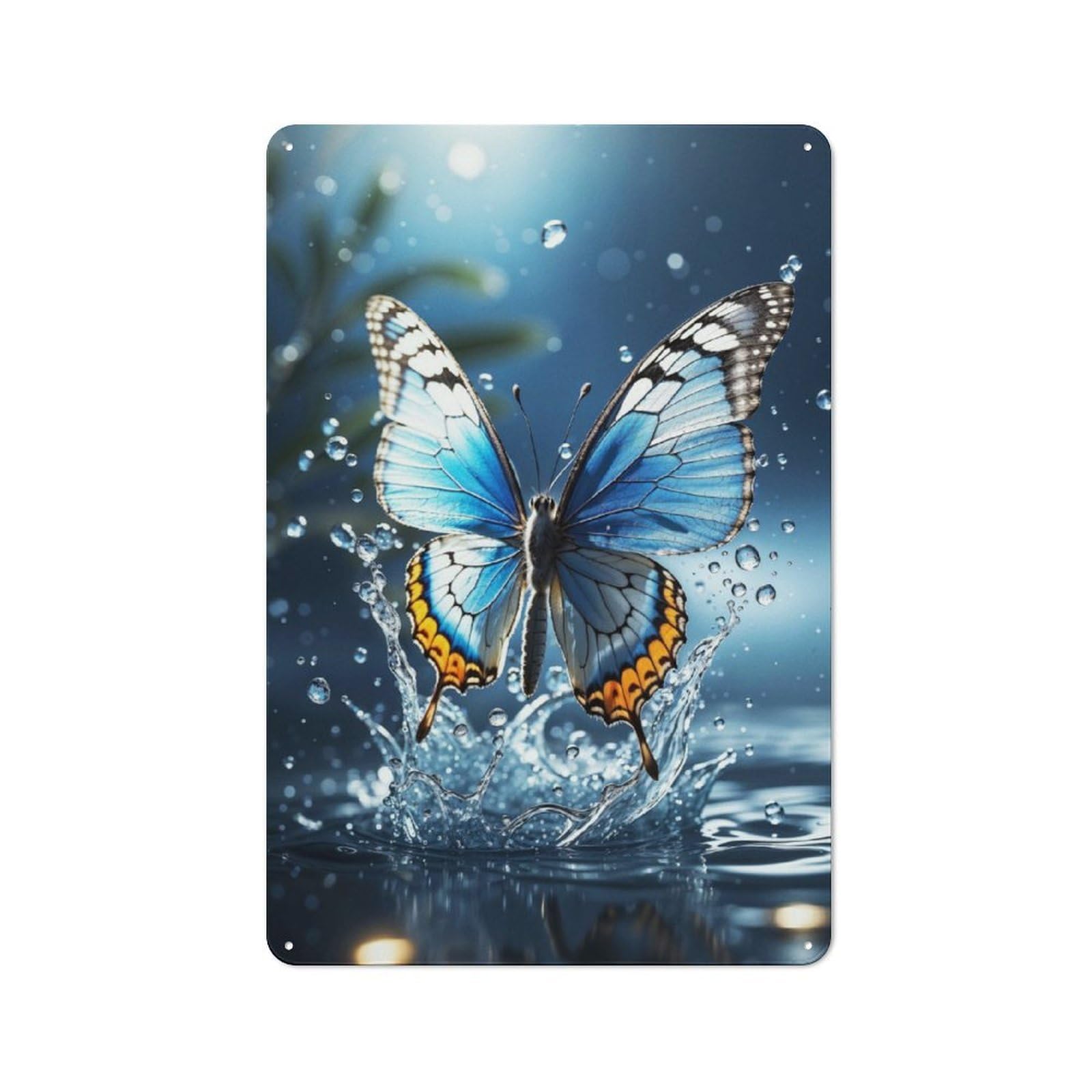 Junmoney Butterfly Splash Vintage Tin Sign 30X20cm For Guest Room Or Hallway, Suited To Home Decor Collectors