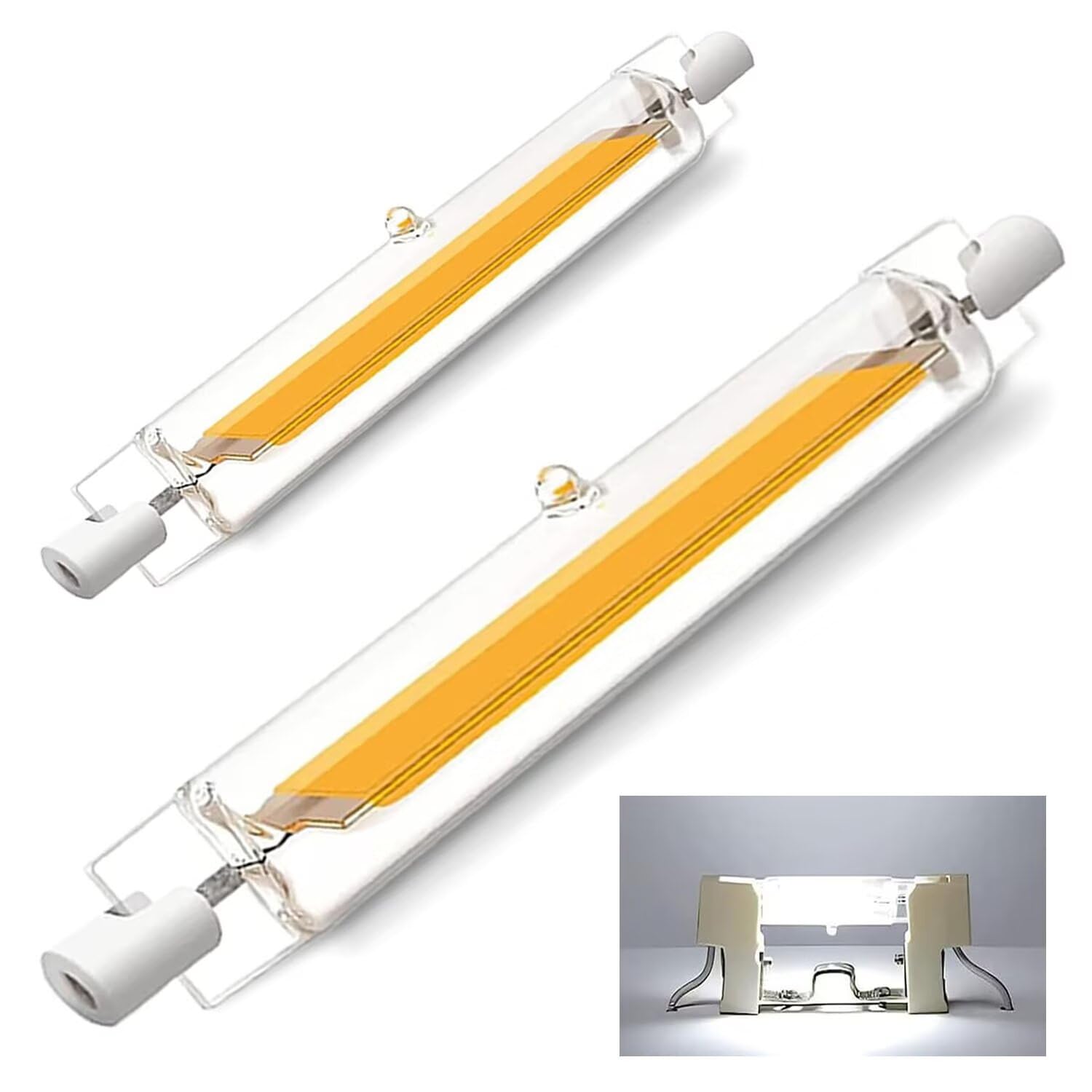 R7S LED Stablampen 10W – 2er Pack, Dimmbar, Kaltweiß 6000K, 1000 Lumen, Ersetzt 100W Halogen
