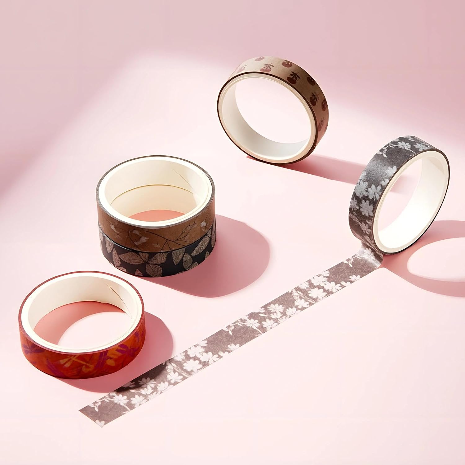 5 Rolls 6.56ft Washi Sticker Set,Pattern Stickers Decorative for Arts DIY Crafts Journal Supplies Scrapbook Card Wrapping