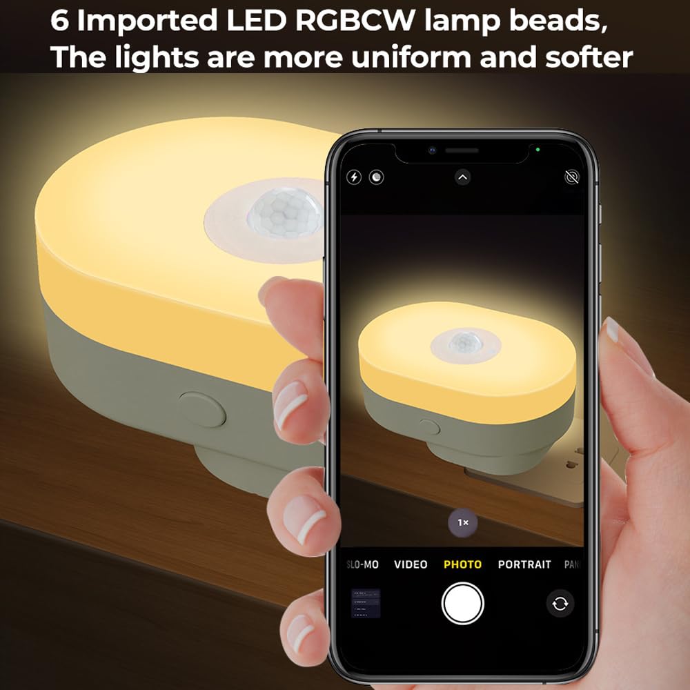 Btkigl Smart WiFi LED lampka nocna, ciepła biel RGB, timer, sterowanie głosowe, czujnik ruchu PIR, lampa ścienna, wtyczka brytyjska