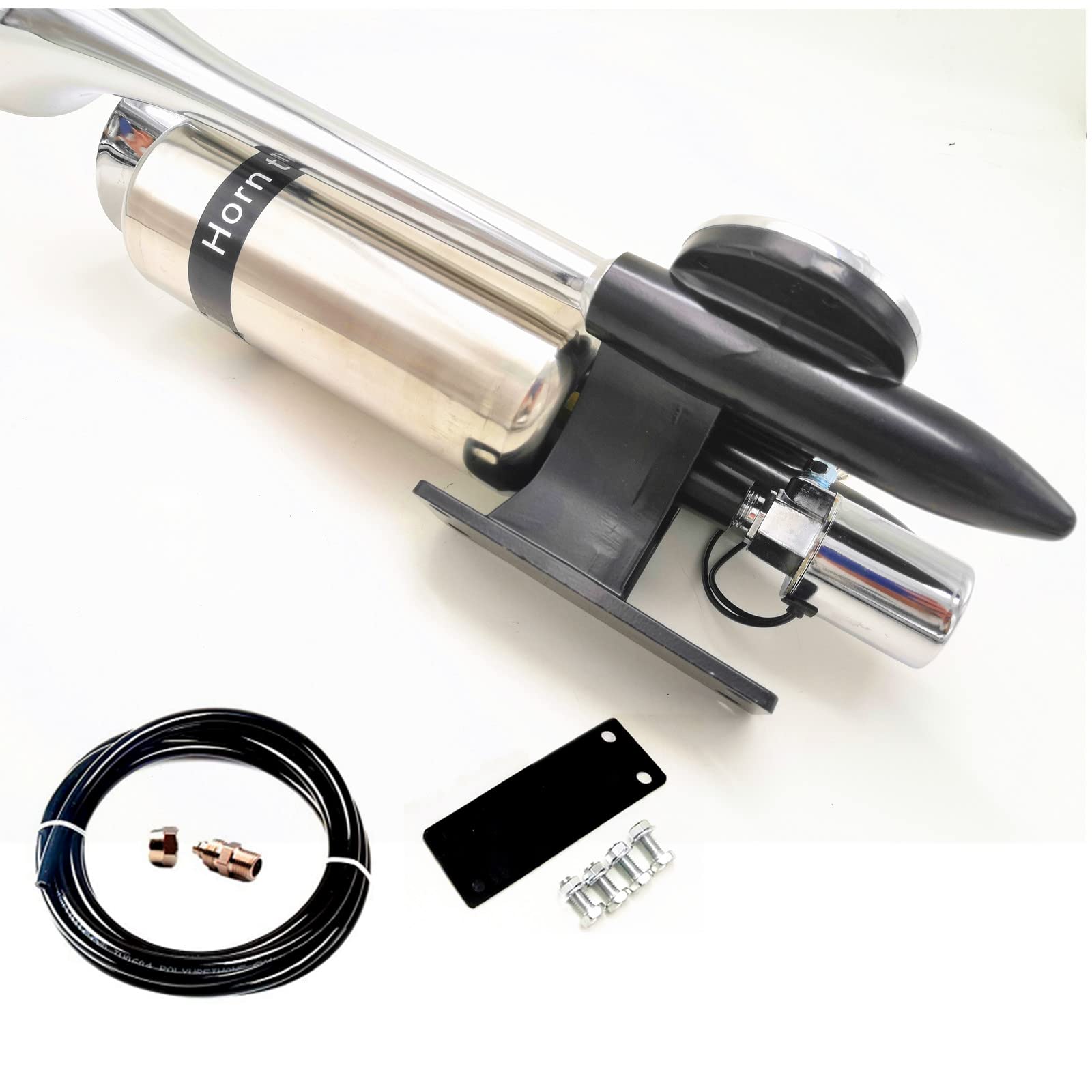 Clacson per auto Clacson per barca 175DB Tromba a doppio tubo Tromba d'aria Clacson per camion argento Serbatoio d'aria in acciaio inossidabile Adatto Car Horn per 24V 12V auto yacht RV ecc