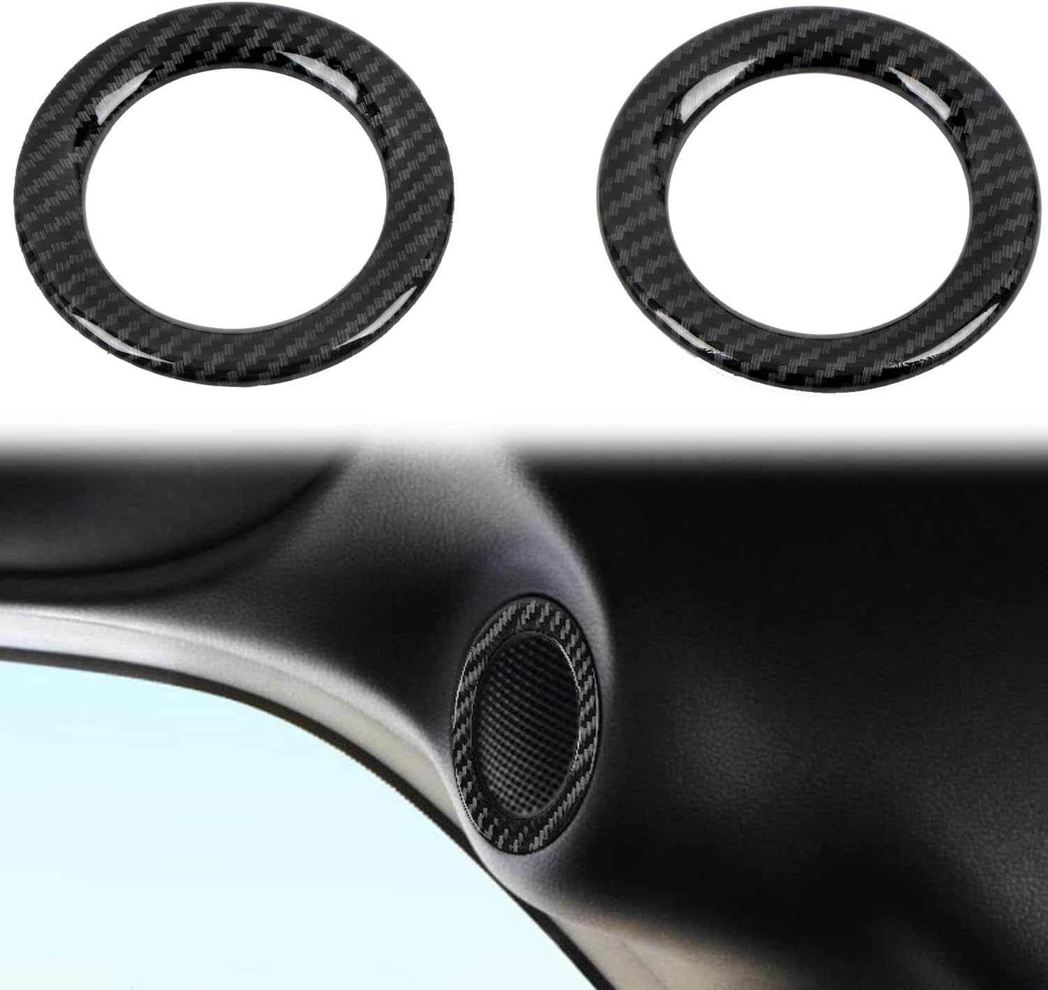 for Dodge Durango 2011-2020 Carbon Fiber Black Rear Upper Speaker Cover Trim 2pcs Car Accessories