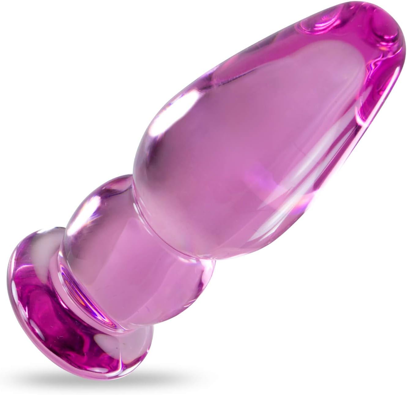 LeLuv Pink 3.5" First Beginner Butt Plug Anal Toy Slim Glass Sex with Premium Padded Pouch