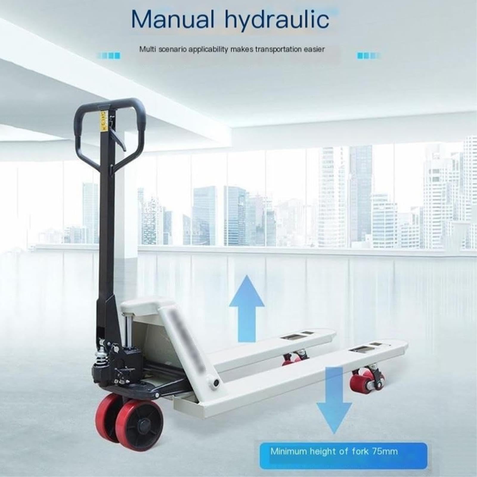 Transpallet Manuale per Impieghi Gravosi, Carrello Idraulico della Piattaforma con Le Ruote, Carrello Elevatore Industriale a Mano