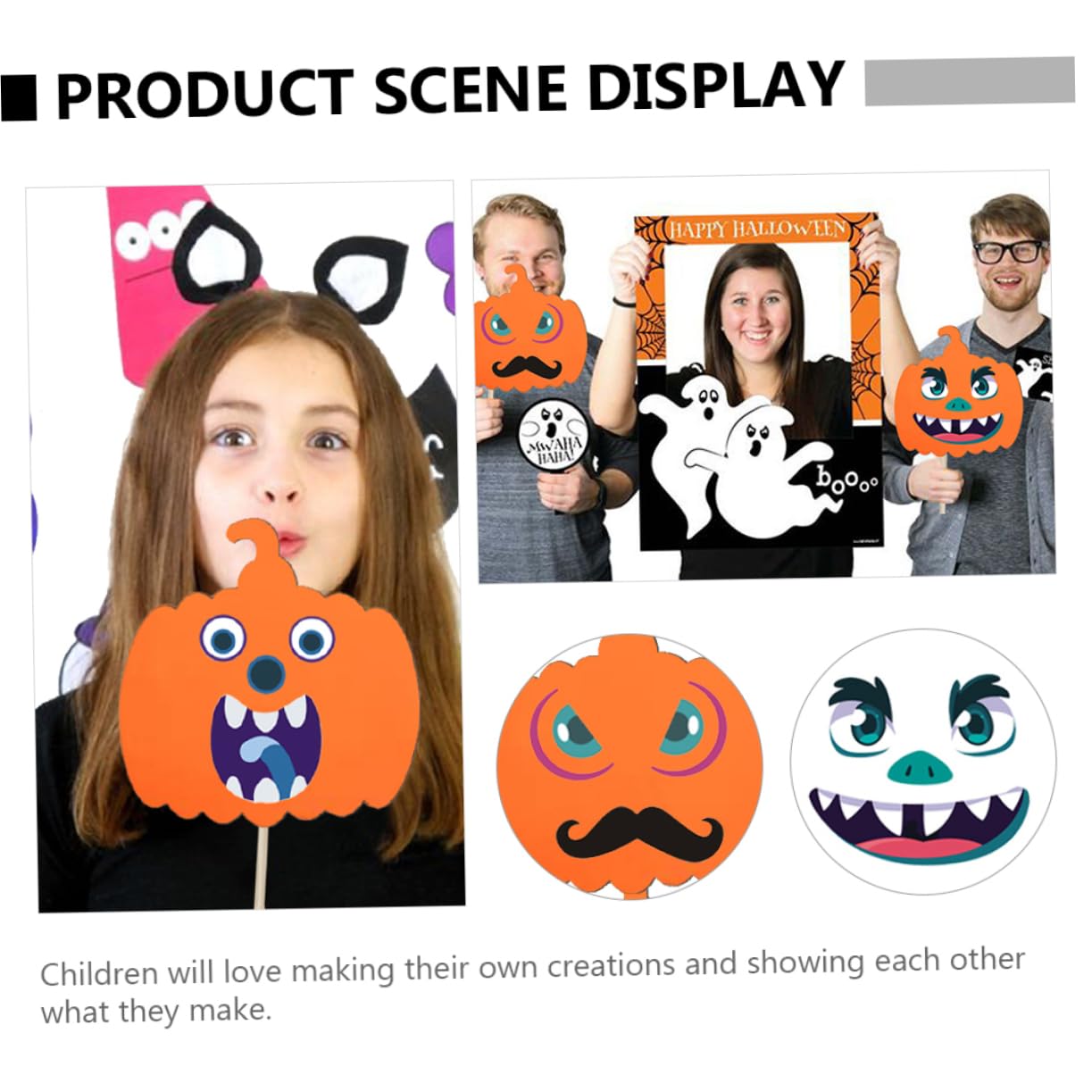 HEMOTON 48 Hojas Pegatinas Halloween Calabaza Eva para Manualidades Infantiles Diy Decoración Fiesta Niñas