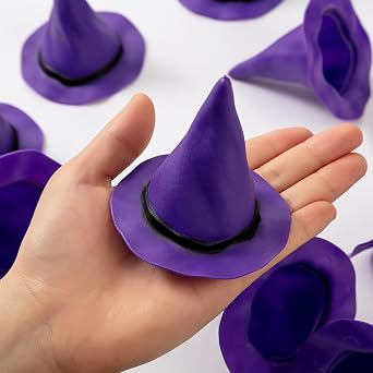 12Pcs Plastic Witch Hats Mini Halloween Witch Hats Wizard Hat for DIY Crafts Bottle Toppers Halloween Party Supplies