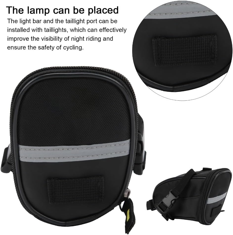 Bag, Oxford Cloth Cycling Seat Pouch Black Rear Storage Pack with Buckle Straps for Bicycle Tools Outdoor Riding Accessories,6.7" x 3.7" x 4.5"
