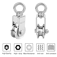 Vista 8 de TooTaci Bloque de polea de grúa de acero inoxidable de 1.81 pulgadas y sistema de polea de aparejos, rodamiento resistente en el interior de poleas