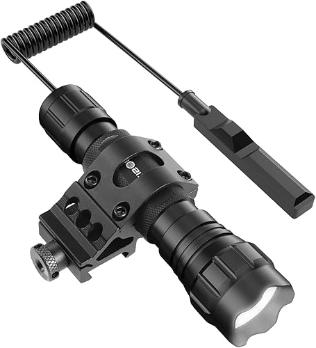 Linterna táctica Picatinny linterna 1200 lúmenes arma luz Picatinny Offset montado Tac luz con interruptor de presión recargable IP65 impermeable