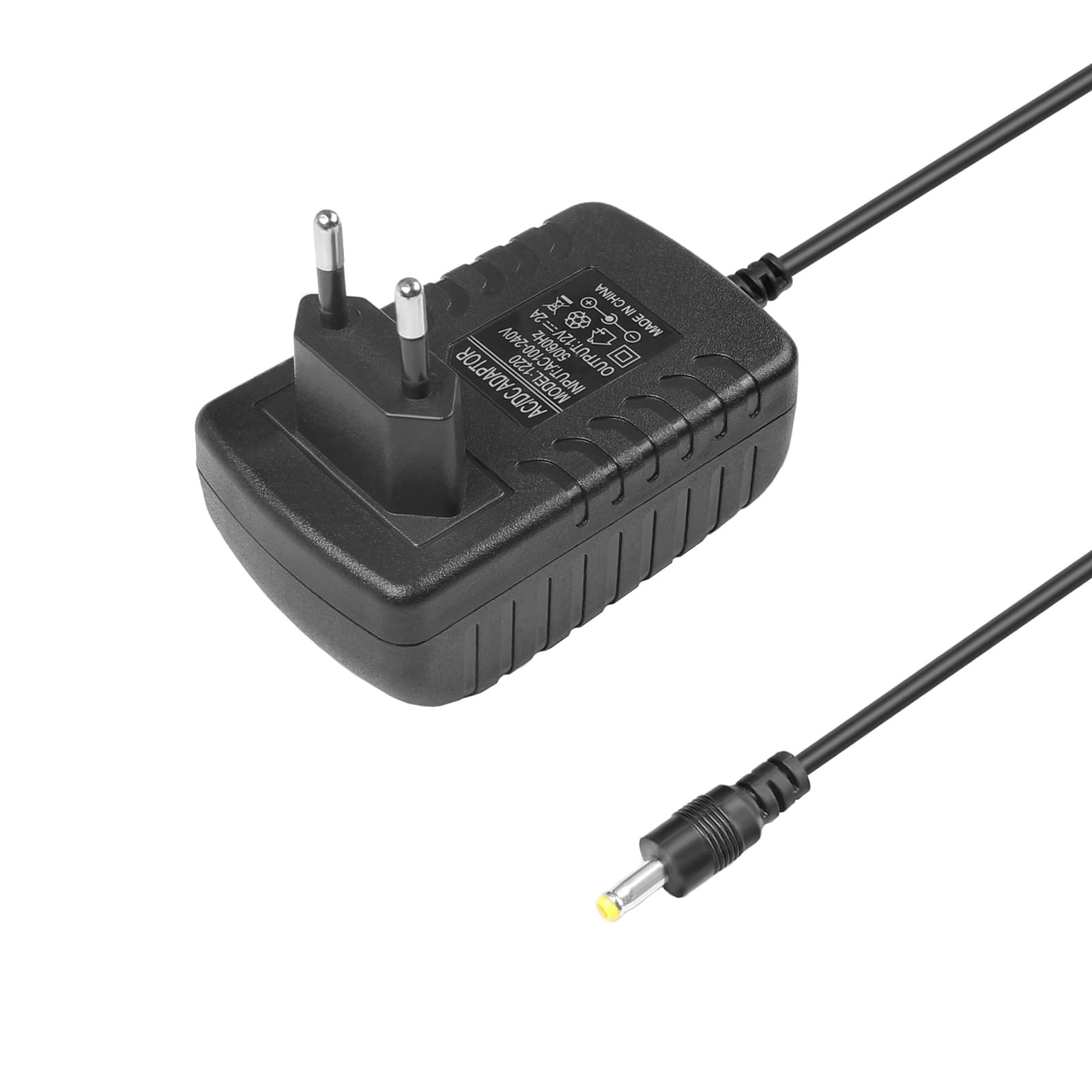 TECHZOCO Alimentatore 12V 0,6A da Parete - Caricatore con Adattatore di Alimentazione, Connettore DC 5,5 x 2,1 mm, Nero TECHZOCO Alimentatore 12V 0,6A da Parete - Caricatore con Adattatore di Alimentazione, Connettore DC 5,5 x 2,1 mm, Nero